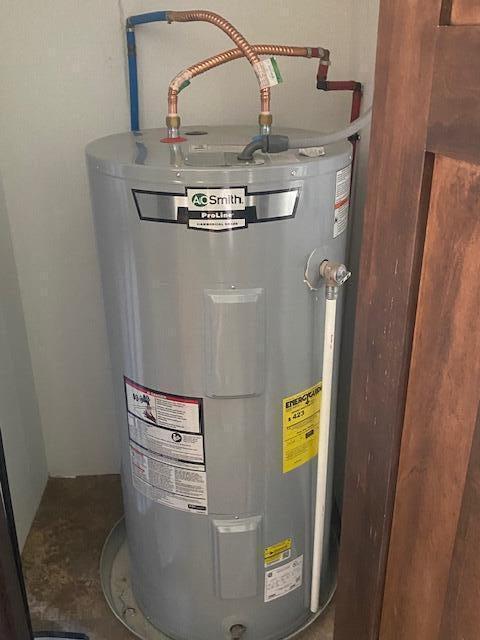 utility room featuring water heater