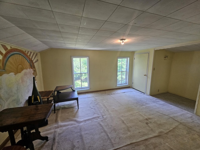 living area with light carpet