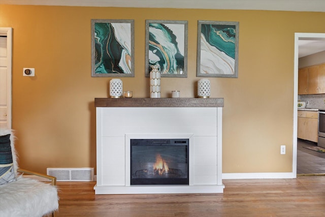 living room with light wood-type flooring