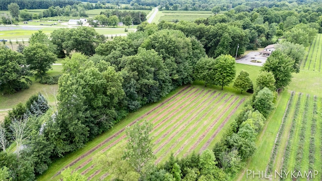 drone / aerial view with a rural view