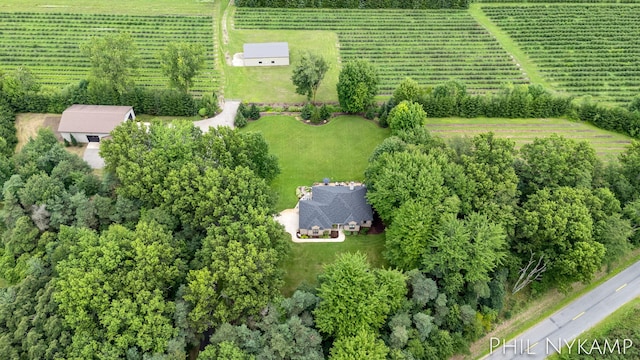 aerial view featuring a rural view