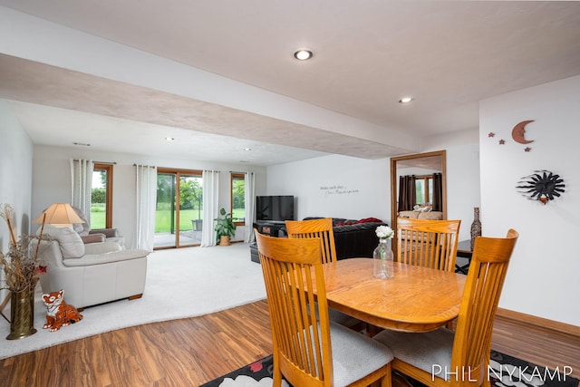 dining area featuring hardwood / wood-style flooring