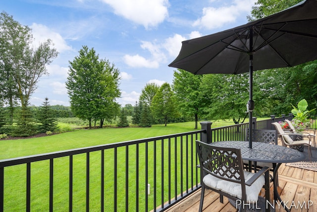 wooden deck with a yard