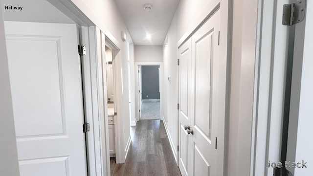 hall featuring dark hardwood / wood-style floors