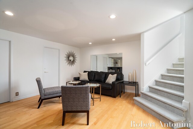 interior space with light hardwood / wood-style flooring