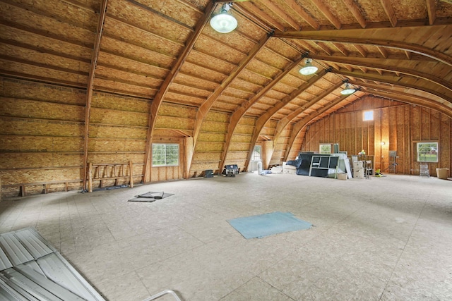 view of unfinished attic