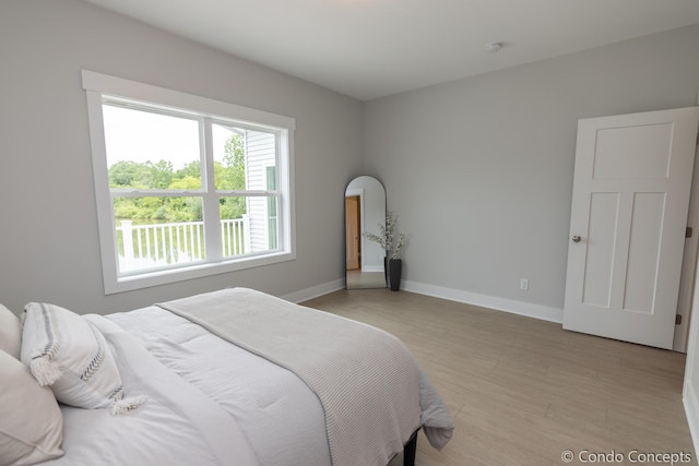 bedroom featuring light hardwood / wood-style flooring