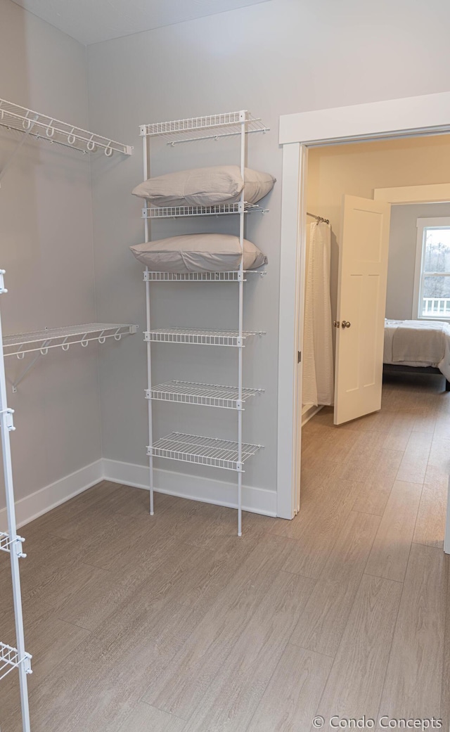 spacious closet with hardwood / wood-style floors