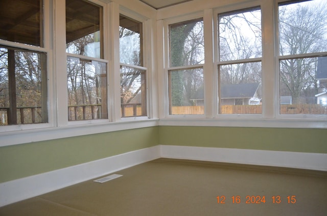 view of unfurnished sunroom