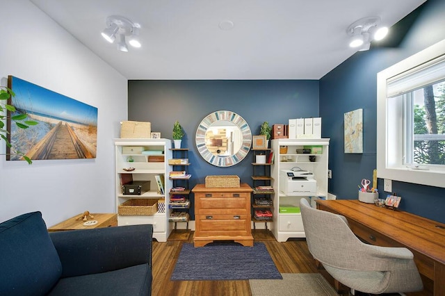 office featuring dark hardwood / wood-style floors