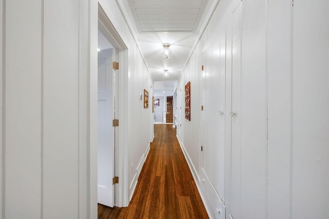 corridor featuring dark hardwood / wood-style flooring