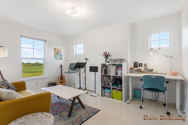 living room with light hardwood / wood-style flooring