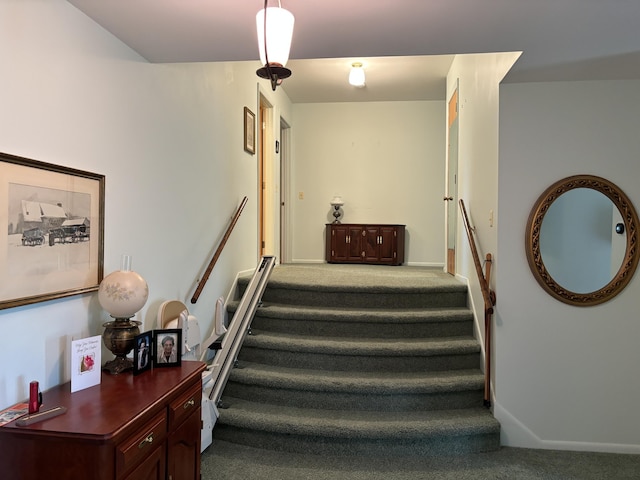 stairs with carpet floors