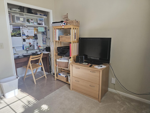 office with light carpet