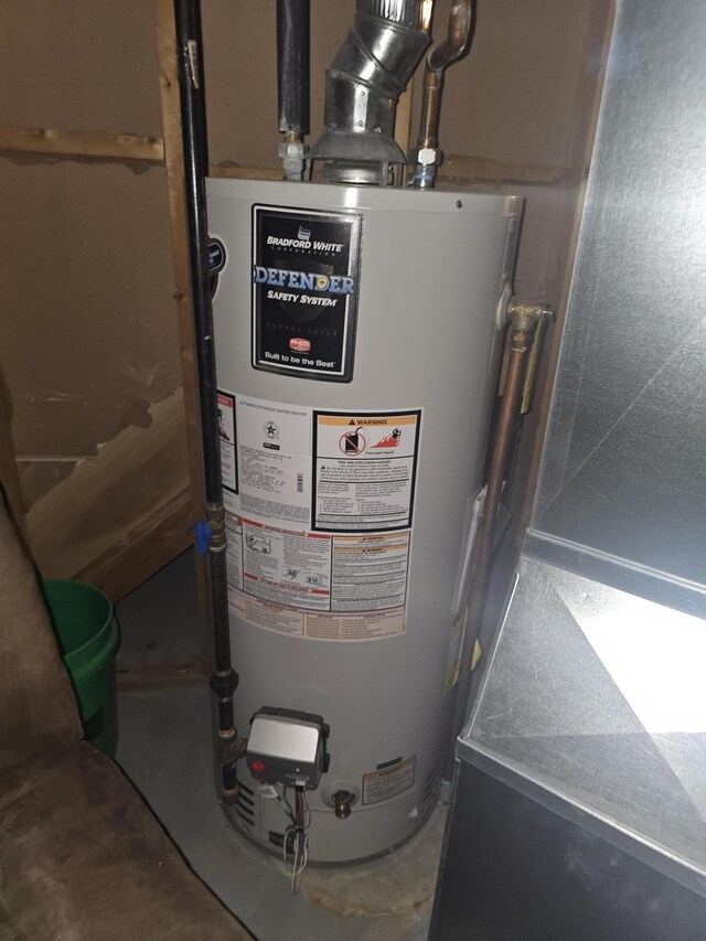 utility room with gas water heater