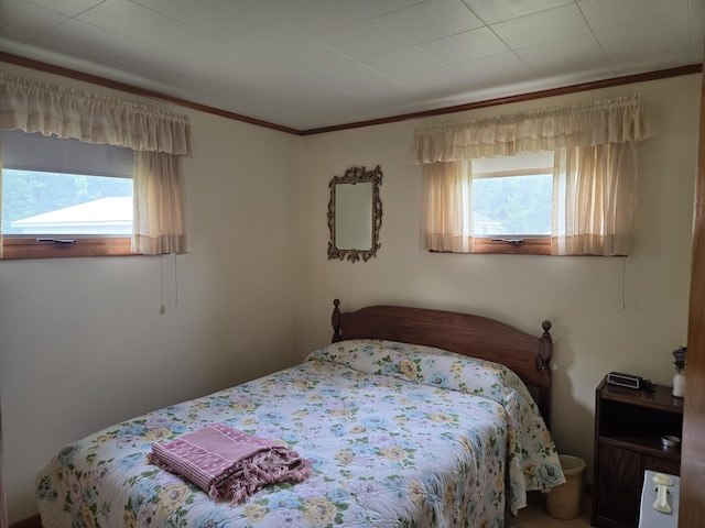 bedroom featuring crown molding