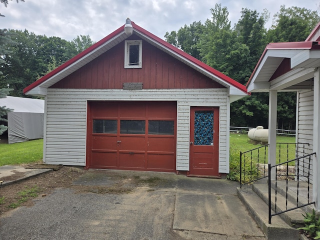 view of garage