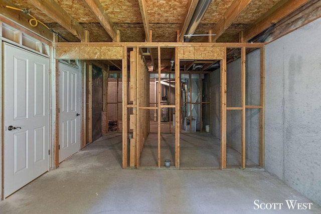 view of unfinished basement