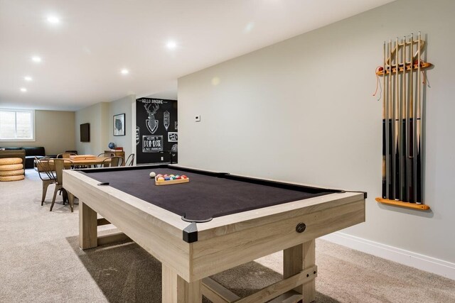 15963 Lakeshore Rd, Union Pier, MI 49129 - playroom featuring carpet floors, baseboards, recessed lighting, and pool table