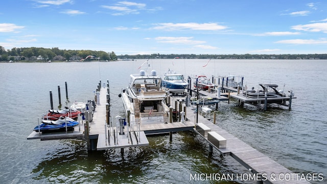 view of dock featuring a water view