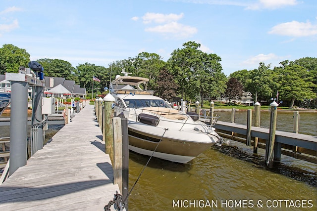 dock area featuring a water view