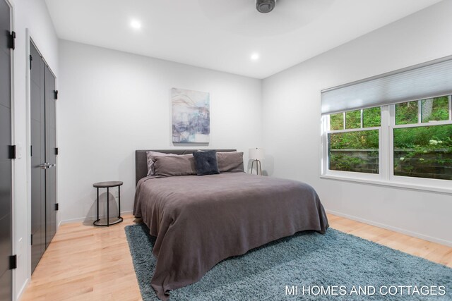 bedroom featuring light hardwood / wood-style floors