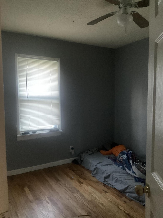 interior space with light hardwood / wood-style floors and ceiling fan