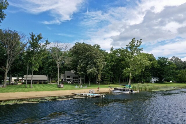 water view with a boat dock