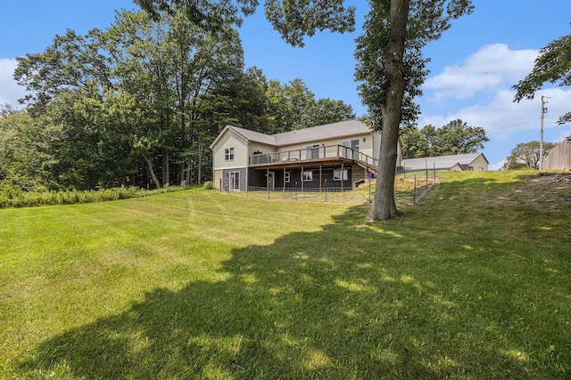 view of yard featuring a deck