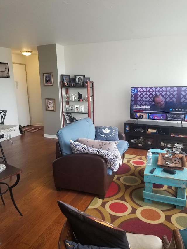 living room with hardwood / wood-style flooring