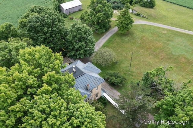 aerial view with a rural view