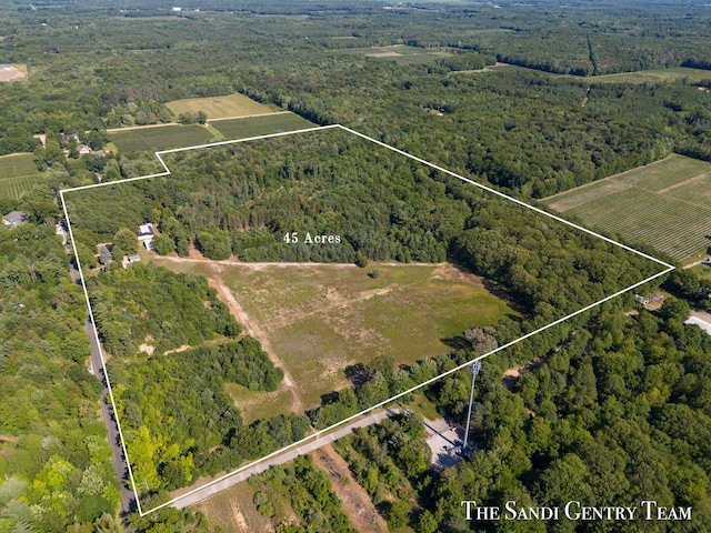 aerial view featuring a rural view