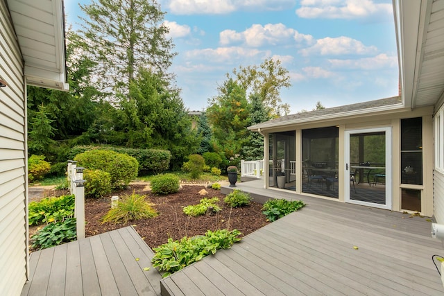 18760 Valencia St, Northville, MI 48168 - wooden terrace featuring a sunroom