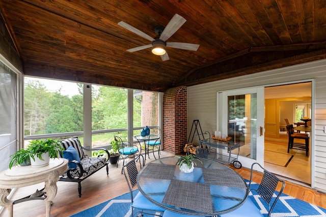 18760 Valencia St, Northville, MI 48168 - sunroom / solarium featuring outdoor dining area and a ceiling fan