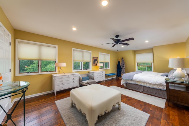 18760 Valencia St, Northville, MI 48168 - bedroom with hardwood / wood-style floors, multiple windows, baseboards, and recessed lighting