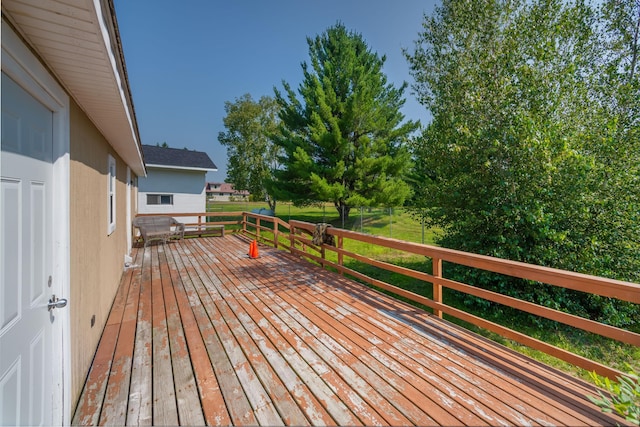 deck with a lawn