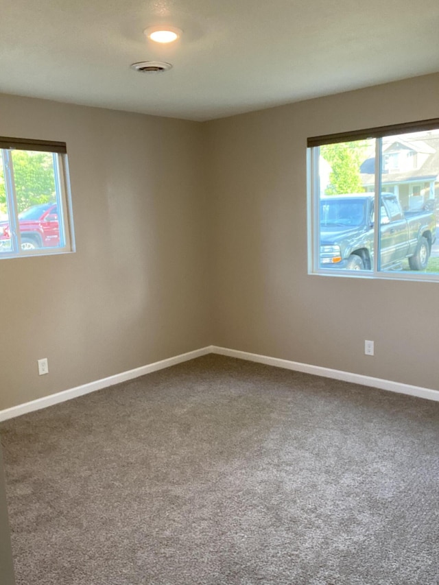 unfurnished room with plenty of natural light and carpet flooring