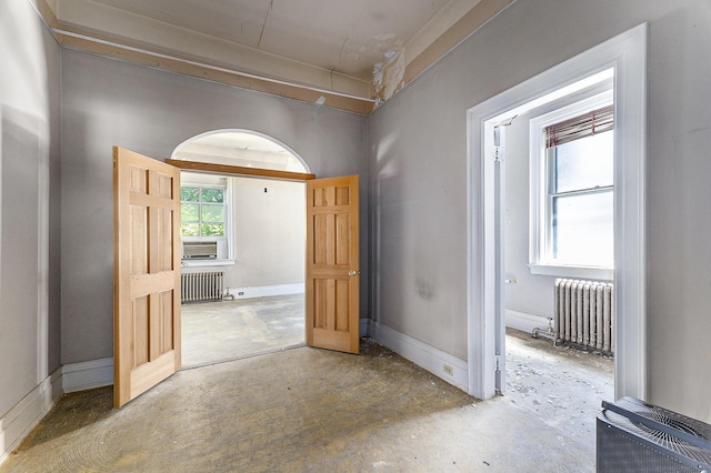 hallway featuring radiator