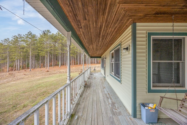 wooden deck featuring a porch