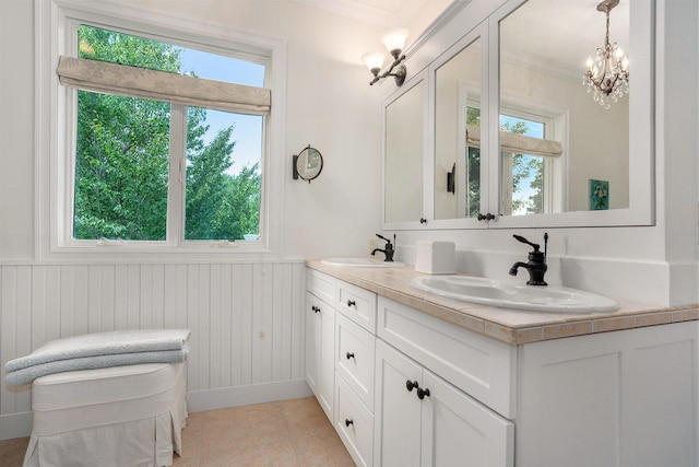 bathroom featuring vanity and tile patterned floors