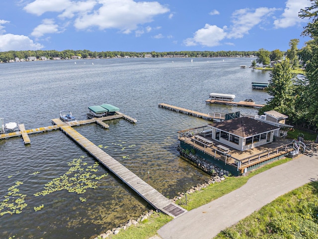 view of dock featuring a water view