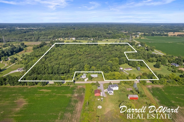 aerial view with a rural view