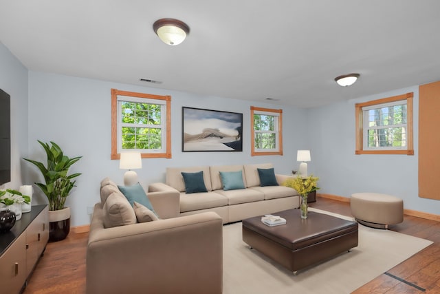 living room featuring light hardwood / wood-style floors