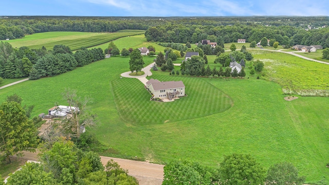 drone / aerial view featuring a rural view