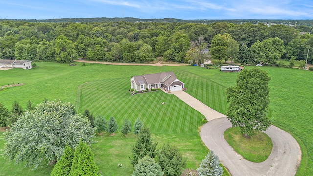 aerial view with a rural view