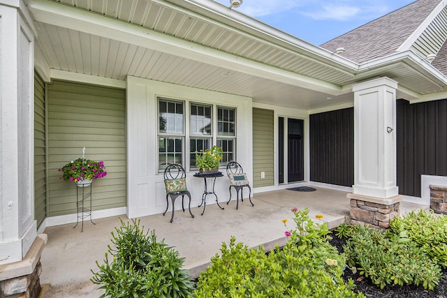 view of patio featuring a porch