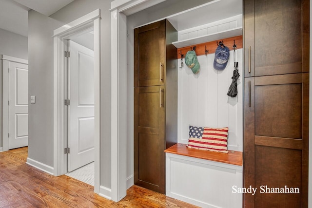 mudroom with light wood-type flooring