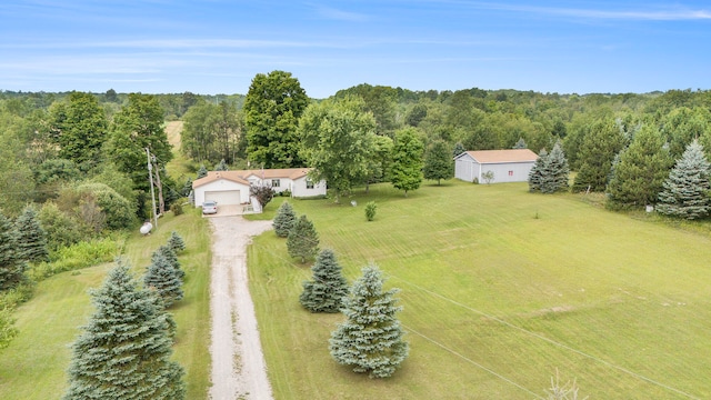 aerial view with a rural view