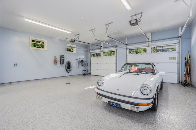 garage with a garage door opener