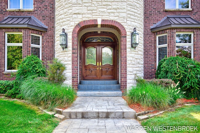 view of exterior entry with french doors